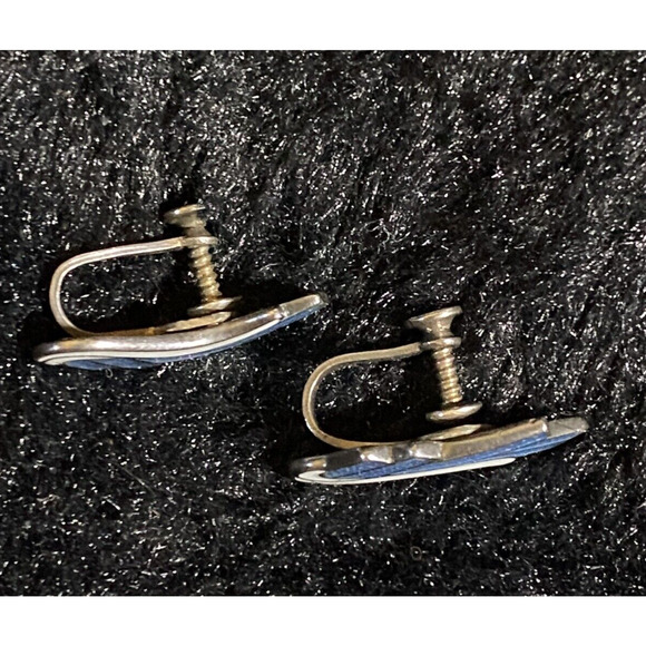 Vintage Margot De Taxco Silver Blue and White Enamel Necklace and Earring set - Picture 8 of 13